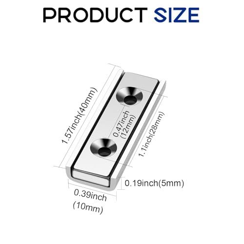 Image of TRYMAG Bar Magnets, 45Lbs 6 Pack Countersunk Hole Magnet with Screw