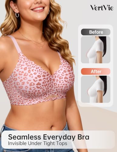 Image of Vertvie Jelly Bras for Women No Underwire Supportive | Seamless Wireless Bralette, Cool Breathable Mesh, Push Up Scalloped V-Neck, Full Coverage Tshirt Bra, Soft Comfortable