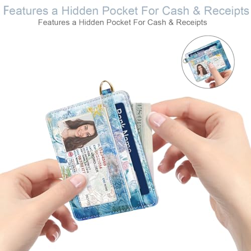 Image of Slim Minimalist Pocket Credit Card Holder Wallet Women | RFID Blocking Lightweight Thin Small Cute Card Cases, Turtle
