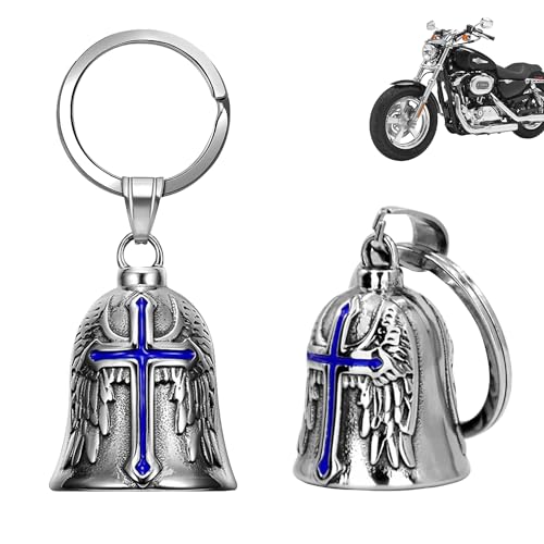XNZMYN 2 Piezas Llavero Moto Campana Guardiana | Personalizado | Anillo Colgante | Motocicletas, Vehículos Eléctricos, Bicicletas, Coches | Amuleto de Protección y Buena Suerte (Azul)