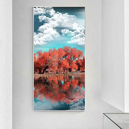 Diamond painting complet grand format 60x120cm de fleuve pour salon