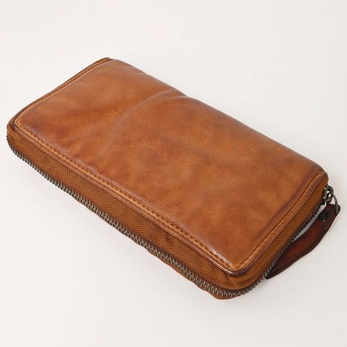 Spaghetti Western Swc434Cg Wallet Vintage Handmade Drum Dyed Genuine European Cowhide Leather Women Bag Western Handbag Purse, Cognac3