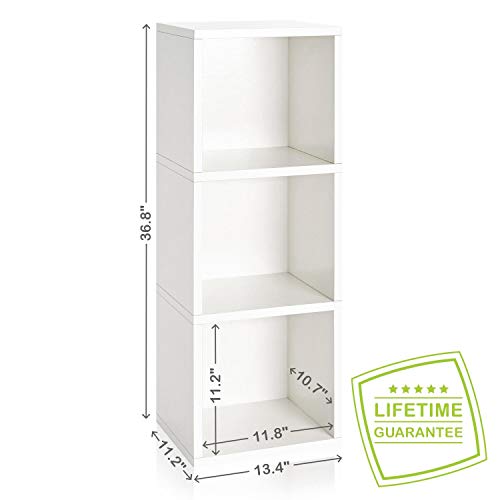 Way Basics Eco Wynwood 3 Cube Bookcase, Storage Shelf, Organizer (Tool-Free Assembly And Uniquely Crafted From Sustainable Non Toxic Zboard Paperboard) White #TOP2