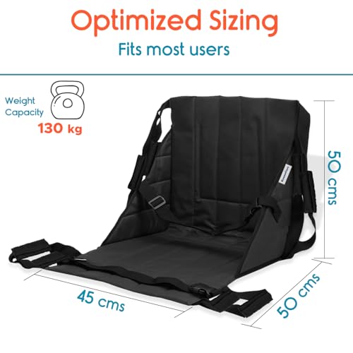 Image of KosmoCare Rehabilitation Patient Lift & Transfer Sling for Elderly & Disabled| Lift Belt with Safety Harness| Bed to Wheelchair Patient Transfer Pad| Portable Stair Assist| 130kg Load Capacity| Black