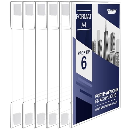 Porte-Affiche Mural en Acrylique Transparent avec Adhésif Crochet et Boucle,