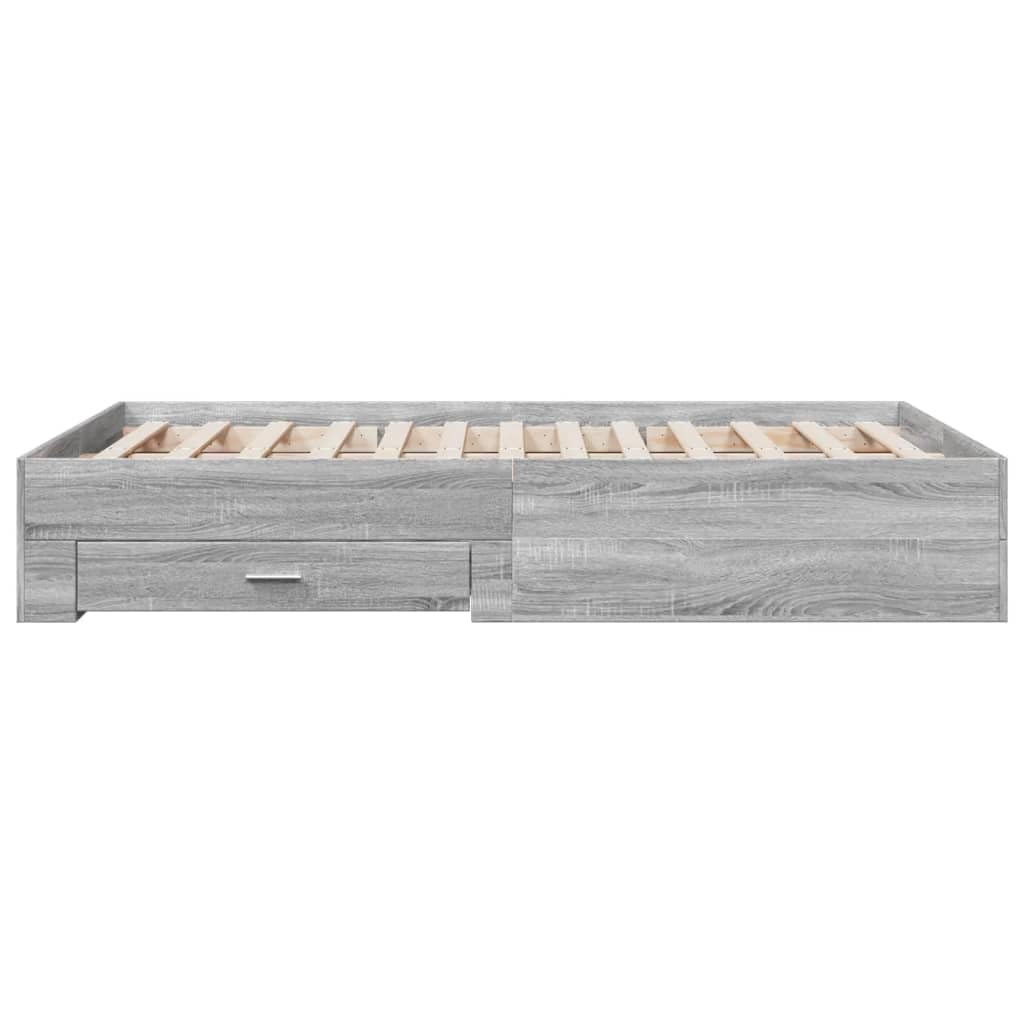 Generic Szuflada do Przechowywania Klasyczna Rama Podwójnego łóżka - Beton, Drewno Konstrukcyjne i Listwy ze Sklejki dla Młodzieży i Dorosłych (120 x 200 cm)