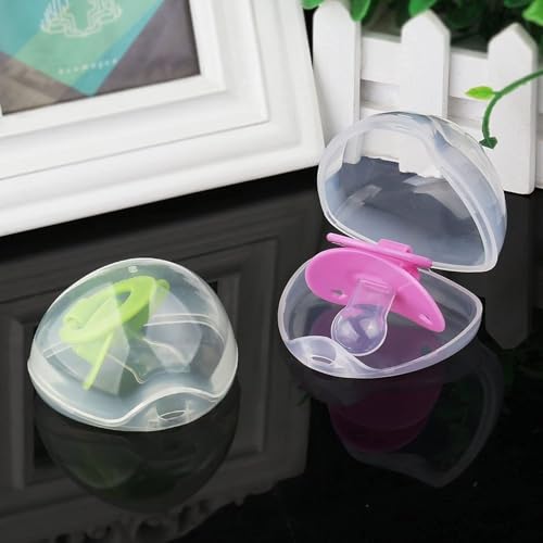 Schnullerbox für Baby,10 Stück Transparentes Schnulleretui mit Schnur,Transparent Schnullerbox,Schnullerbox Tragbar,Schnuller Vorratsbehälter,Schnuller Box Staubdicht