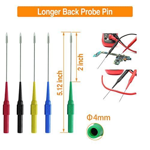 Image of Makeronics 24 in 1 Back Probe Kit with 6 Pockets Roll Up Tool Bag for Car Repairing Diagnostic | Wire Piercer with Cover | Long Back Probe Pin | Test Leads (39.37 inch) | 5PCS Alligator Clips