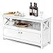 Tangkula Farmhouse TV Stand for TVs up to 50 Inch, Media Entertainment Center with Charging Station, USB & Type C Ports, Storage Shelf & 2 Cabinets, Television Console Table for Living Room (White)