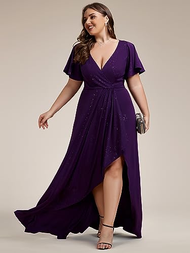 Image of Ever-Pretty Womens Glitter High Low Plus Size Cocktail Wedding Guest Dress