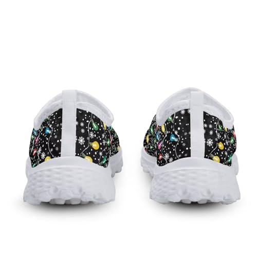 Women Casual Shoes Christmas Printed Breathable Mesh Loafer Slip on Walking Sneaker for Drive Walking2