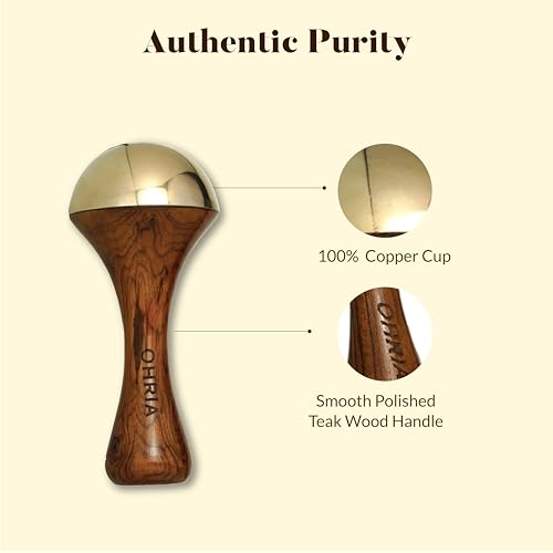 Image of Ohria Ayurveda Kansa Body Massage Wand with Teakwood Handle | Handcrafted Copper & Tin Alloy Tool for Stress Relief, Joint Mobility, Muscle Relaxation, Skin Glow & Ayurvedic Body Massage