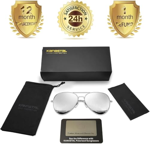Miniatura 7 de Kanastal Plata Gafas De Sol Plateadas Espejo Hombre Polarizadas Gafas Grandes Gafas De Sol Mujer Espejadas Vintage Uv Sunglasses Mens - Plateado Lens
