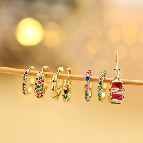 Gold Hoop Earrings Set for Women, 7Pcs14K Gold Plated Hypoallergenic Multiple Piercing Earrings for Women Jewelry Gift2