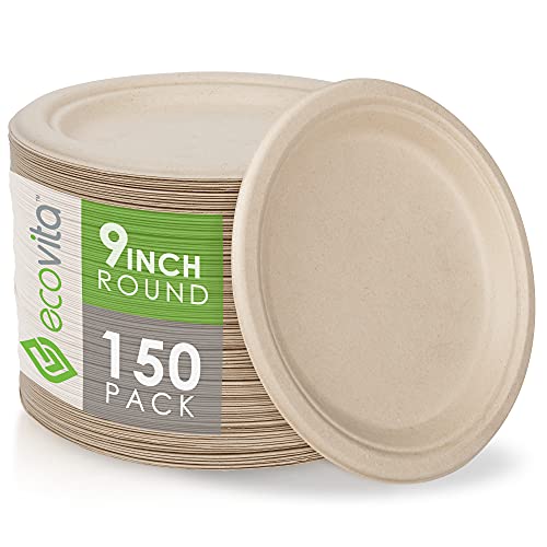 100-Compostable-Paper-Plates-9-in--150-Disposable-Plates-Eco-Friendly-Sturdy-Tree-Free-Liquid-and-Heat-Resistant-Alternative-to-Plastic-or-Paper-Plates