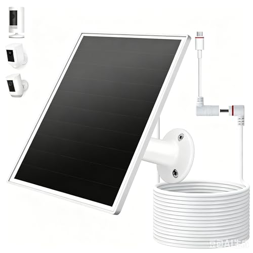 VERVERAY Solar Panel for Ring Camera, 6W Solar Charger with USB-C & Barrel Plug for Ring Stick Up...