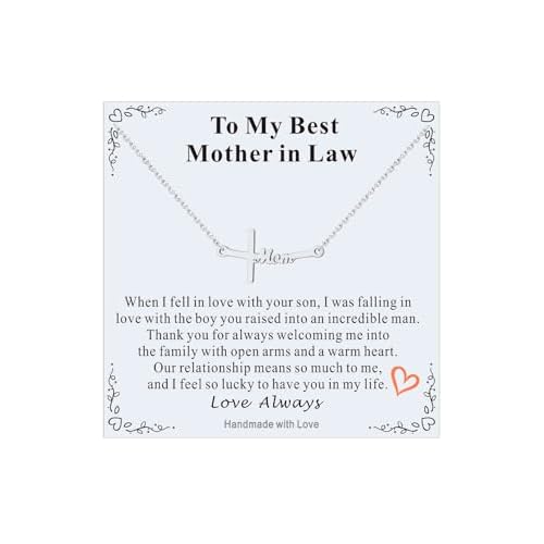 FaithHeart Stainless Steel Small Mom Cross Necklace for Women - Silver/Gold Dainty Faith Christian Pendant Necklaces with Message Card, Religious Jewe