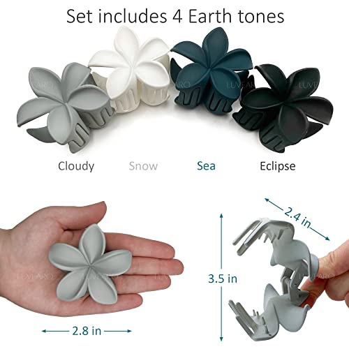 Luvearo 4Pc Nonslip Matte Flower Hair Clips For Women Thick Hair To Thin Aesthetic Flower Claw Clips For Hair Acessories For Women Hawaiian Hair Flower Clips For Hair Women #TOP5