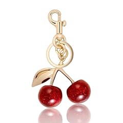18k Golden Key Ring-red Cherry