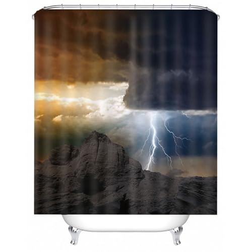 Rideau de douche lavable polyester imperméable gris foncé éclair