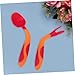 CORHAD 1 Set Training Tableware Non Slip Spoon Fork Utensils for Design Bright Red Curved for Comfortable Eating