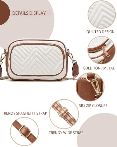 Quilted Crossbody Bags Purse for Women Small Vegan Leather Shoulder Handbags Purses with Two Straps 5