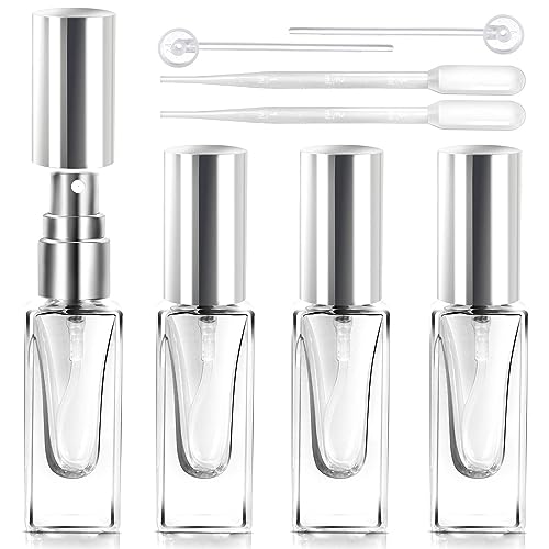 アトマイザ ー 6ml 香水スプレーボトル 4本 スプレーボトル アルコ-ル対応 スプレー容器 香水噴霧器 香水携帯ボトル ガラス製 携帯用香水入れ 香水詰め替え 香水小分け 銀