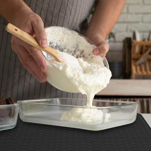LONGKING Stove Top Cover for Electric Stove - Silicone Stove Mat for Glass Top Stove, Glass Cooktop Protector, Dish Drying Mats For Kitchen, Range Covers for Electric Stove (Black, 28 x 20)