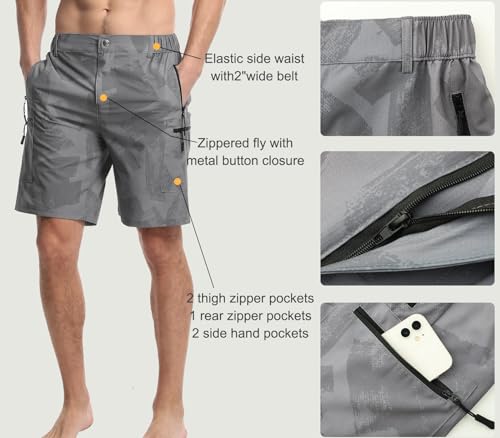 Suwangi Mens Hiking Cargo Shorts Quick-Dry Outdoor Athletic Short Travel Fishing Golf Tactical Short for Men with Multipocket4