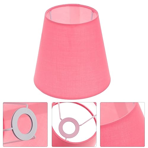 Image of Hemobllo Macaron Pink Fabric Lampshade 5X5X3 Inch Hanging Ceiling Light Cover Decorative Lamp Shade for Living Room Bedroom