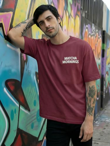 Image of TOXA Men's Pure Cotton Oversized Fit Tshirt | Oversized Baggy Fit Tee with Drop Shoulder | Cool and Stylish Graphic Printed Design Half Sleeve T-Shirt (Available Sizes: S to 2XL)