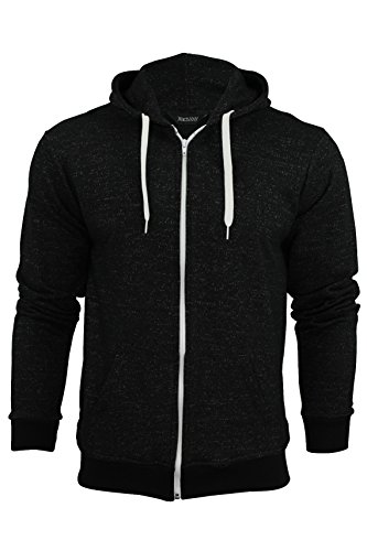 Xact Clothing Sudadera con capucha para hombre negro Black Fleck Small
