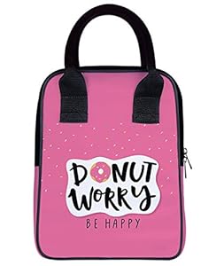 Raavi colors Washable Lunch Bag for Office Men, Women and Kids, Anti-lint Tiffin Bags for School, Picnic, Work, Carry Bag for Lunch Box Donut Worry