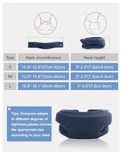 睡眠用ネックブレース - 頸部襟 首の痛みと首のサポート ソフトフォーム 頸椎の圧力 女性&男性用 プルシアンブルー Mサイズ (12.6~15.8インチ)