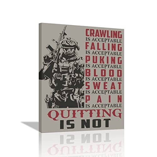 American Military Army Wall Art Retro Soldiers Motivational Wall Decor American Canvas Prints Artwork Vintage Inspring Patriotic Pictures Home Decor Framed Ready To Hang For Home Office 12"X16" #TOP7