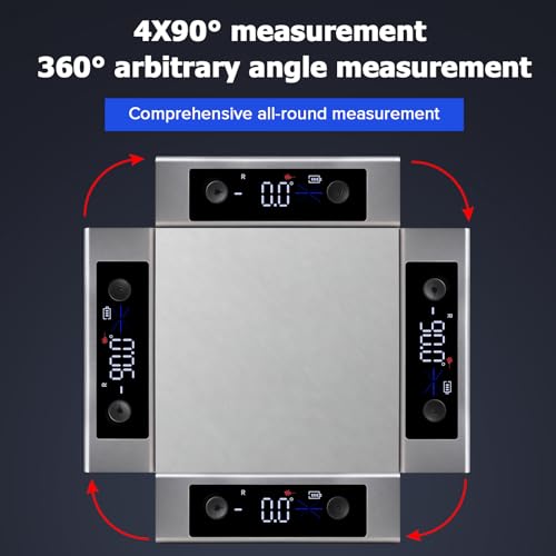 Digitale Wasserwaage, Digitaler Winkelmesser mit Dual-LCD Display, 4 * 90° magnetischer digitaler winkelmesser, Type-C Schnittstelle, Dual Axis Level Box für Holzarbeiten, Bau, Dekoration, DIY
