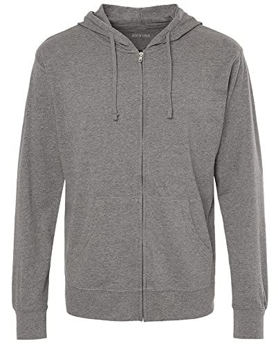 Joe's USA Men's Lightweight Jersey Hooded Full-Zip T-Shirt Hoodies in Sizes XS-2XL
