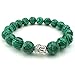 KONOV Natural Energy Stone Beads Gemstone Malachite Mens Womens Bracelet, 12mm Buddha Mala, Green