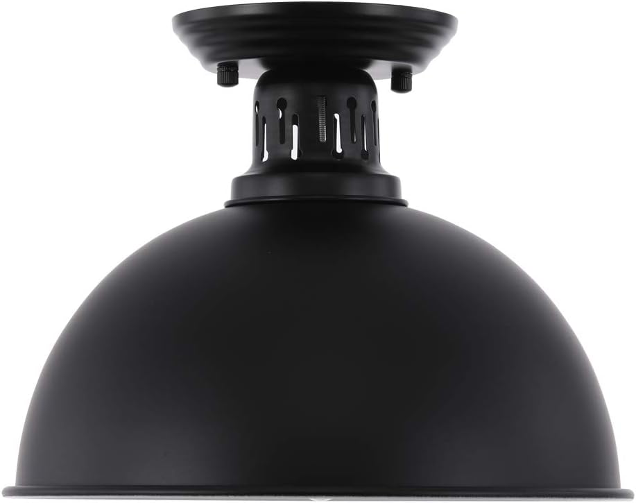 HMVPL Industrial Close to Ceiling Light, Metal Black Semi Flush Mounted Pendant Lighting Fixtures Farmhouse Edison Ceiling Lamp for Kitchen Island Dining Room Foyer Hallway Entryway