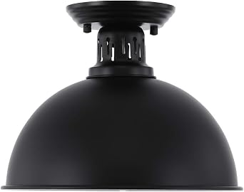 HMVPL Industrial Close to Ceiling Light, Metal Black Semi Flush Mounted Pendant Lighting Fixtures Farmhouse Edison Ceiling Lamp for Kitchen Island Dining Room Foyer Hallway Entryway