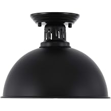 HMVPL Industrial Close to Ceiling Light, Metal Black Semi Flush Mounted Pendant Lighting Fixtures Farmhouse Edison Ceiling Lamp for Kitchen Island Dining Room Foyer Hallway Entryway