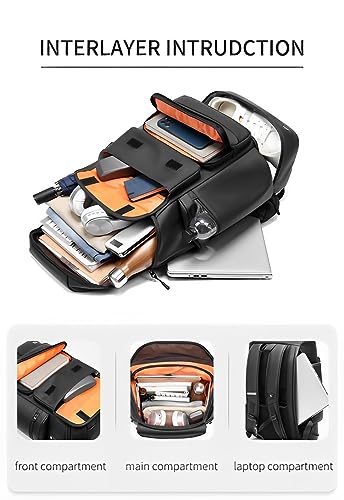 Skycare 45L Business Travel Backpack, Expandable Waterproof Laptop Bag with Independent Shoe Compartment, USB Charging Port, Anti-Theft Pocket, and Thermal Side Pockets