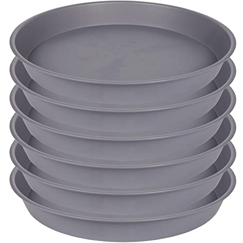 Bleuhome Plant Saucers Heavy Duty Sturdy Indoor Plant Pot Saucer 5" (4" Base Diameter) Cement Grey (Pack of 6)