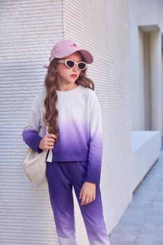 Image of Arshiner Girls 2 Piece Outfits Kids Tie Dye Sweatsuits Set Long Sleeve Shirt and Pants Set Size 5-14 Y