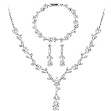 Wedding Jewelry Set for Bride Clear Cubic Zirconia Bride Jewelry Set for Wedding Day 14K White Gold