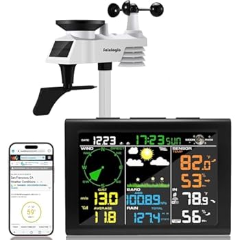 Sainlogic - Estación meteorológica profesional con Wi-Fi y sensor exterior, estación meteorológica inalámbrica con Internet y pluviómetro, previsión meteorológica, anemómetro, Wunder Ground, color: Con la estación meteorológica profesional de Sainlogic puedes controlar las condiciones climáticas en casa y en el jardín con la brillante pantalla LCD a color fácil de leer. Todos los datos en la pantalla de la estación base se pueden ver y leer fác...