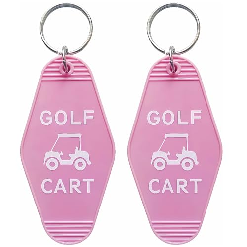 Image of 2pcs Golf Cart Keychain Plastic Retro Motel Golf Cart Key Chain for Women Men