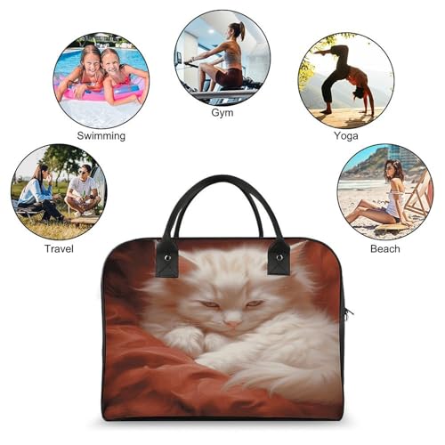 Travel Bag Lightweight Overnight Bag Portable Hazy Cat Print Tote Bags For Women And Men3