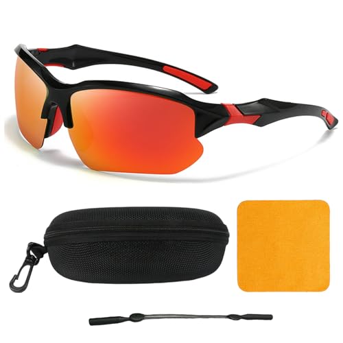 VEGCOO Gafas de ciclismo para hombres y mujeres, gafas de sol deportivas para correr, gafas de ciclismo, gafas de protección UV, gafas de sol polarizadas para pesca al aire libre, senderismo (rojo)