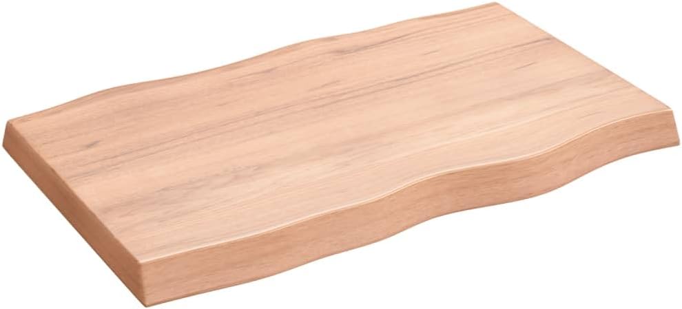 Table Top Light Brown 31.5"x19.7"x(0.8"-2.4") Treated Solid Wood Live Edge,Oak Wood Table Top Solid Oak Replacement Top with Live Edge Table Accessories